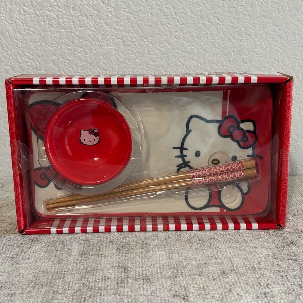 Hello Kitty Bowl and Chopsticks Set New in Box